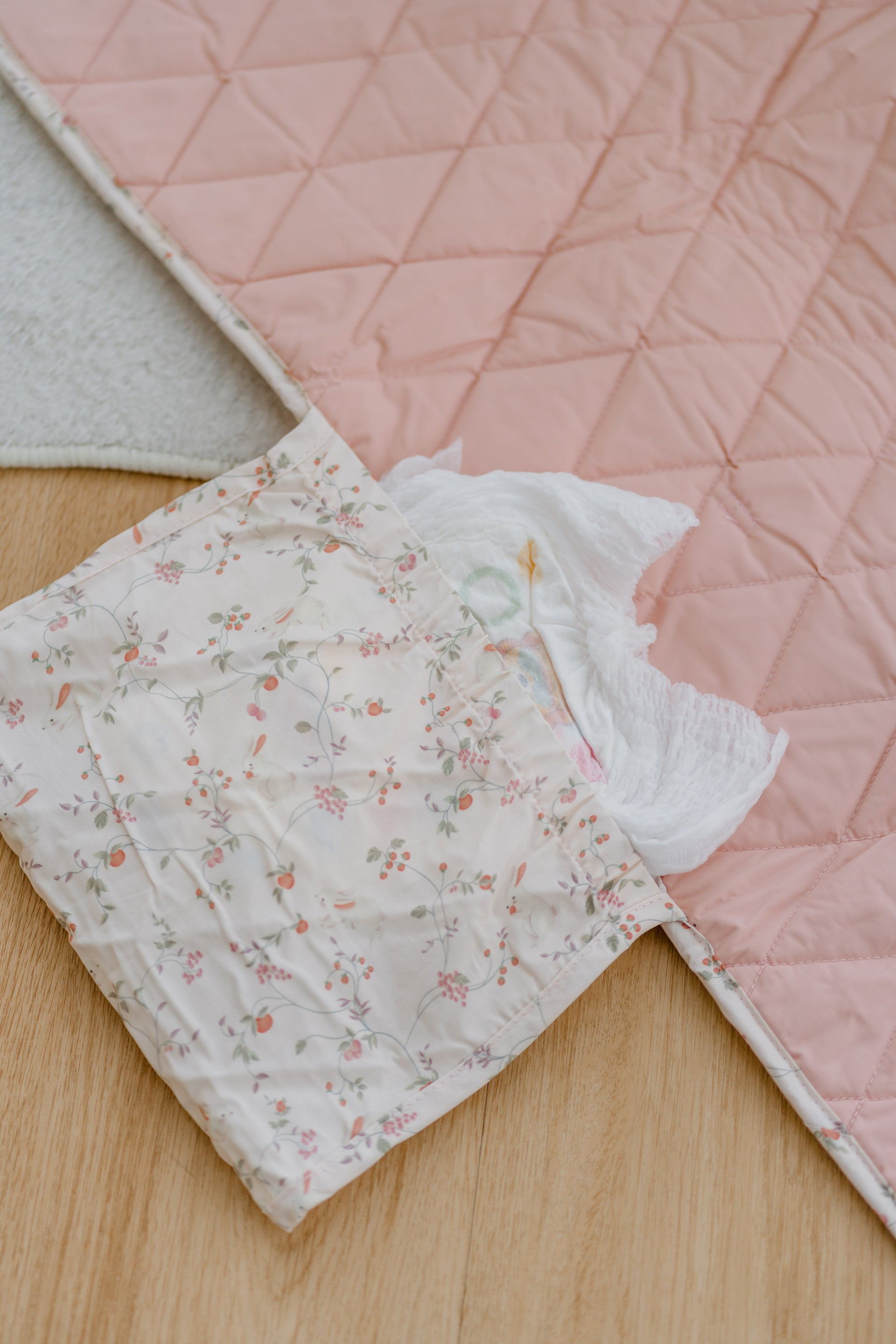 Bunnies Garden Quilted Organic Cotton Changing Mat