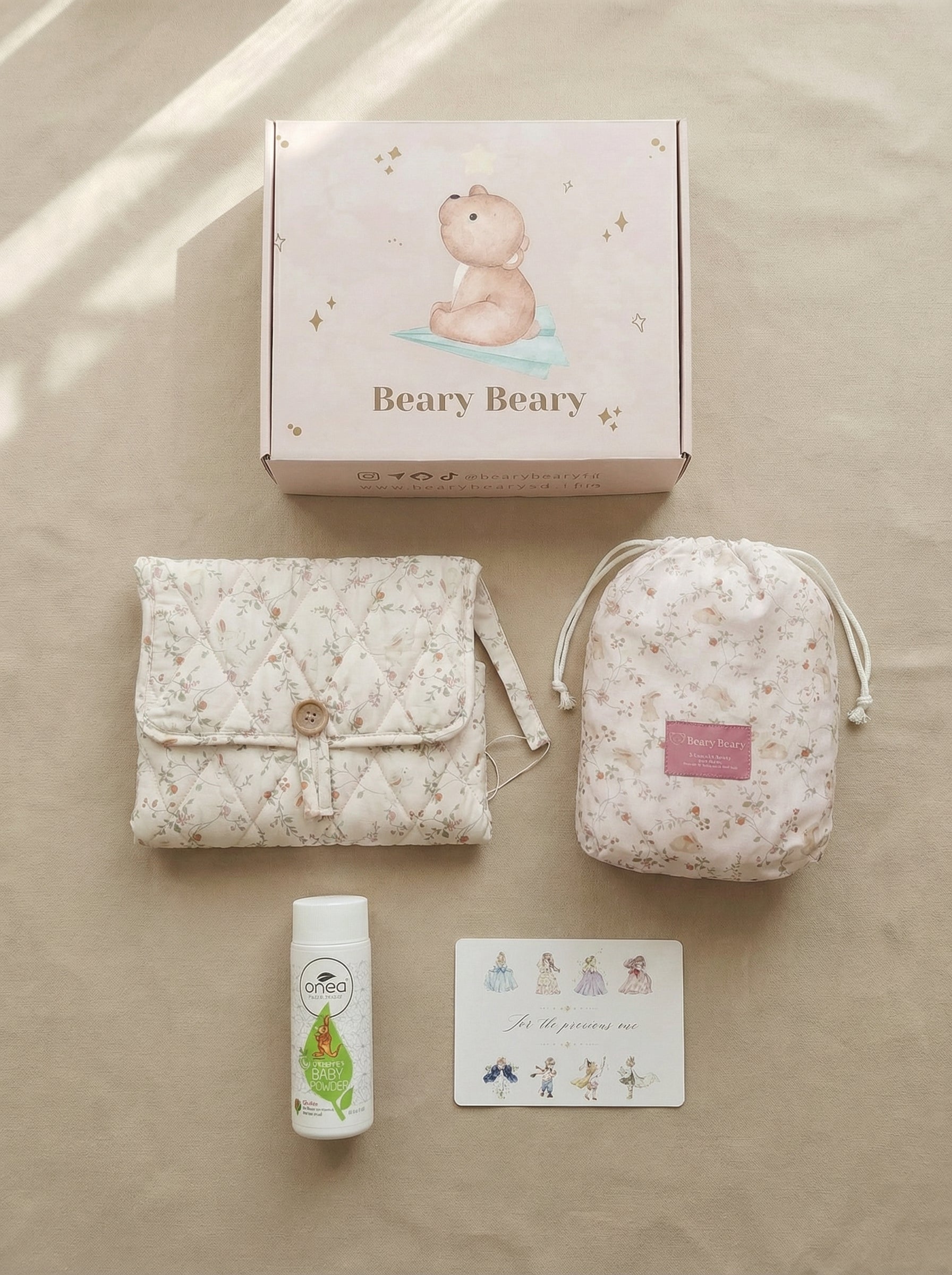 Little Beginnings – Bunnies Garden + Onea Baby Powder Newborn Gift Set (Set A)