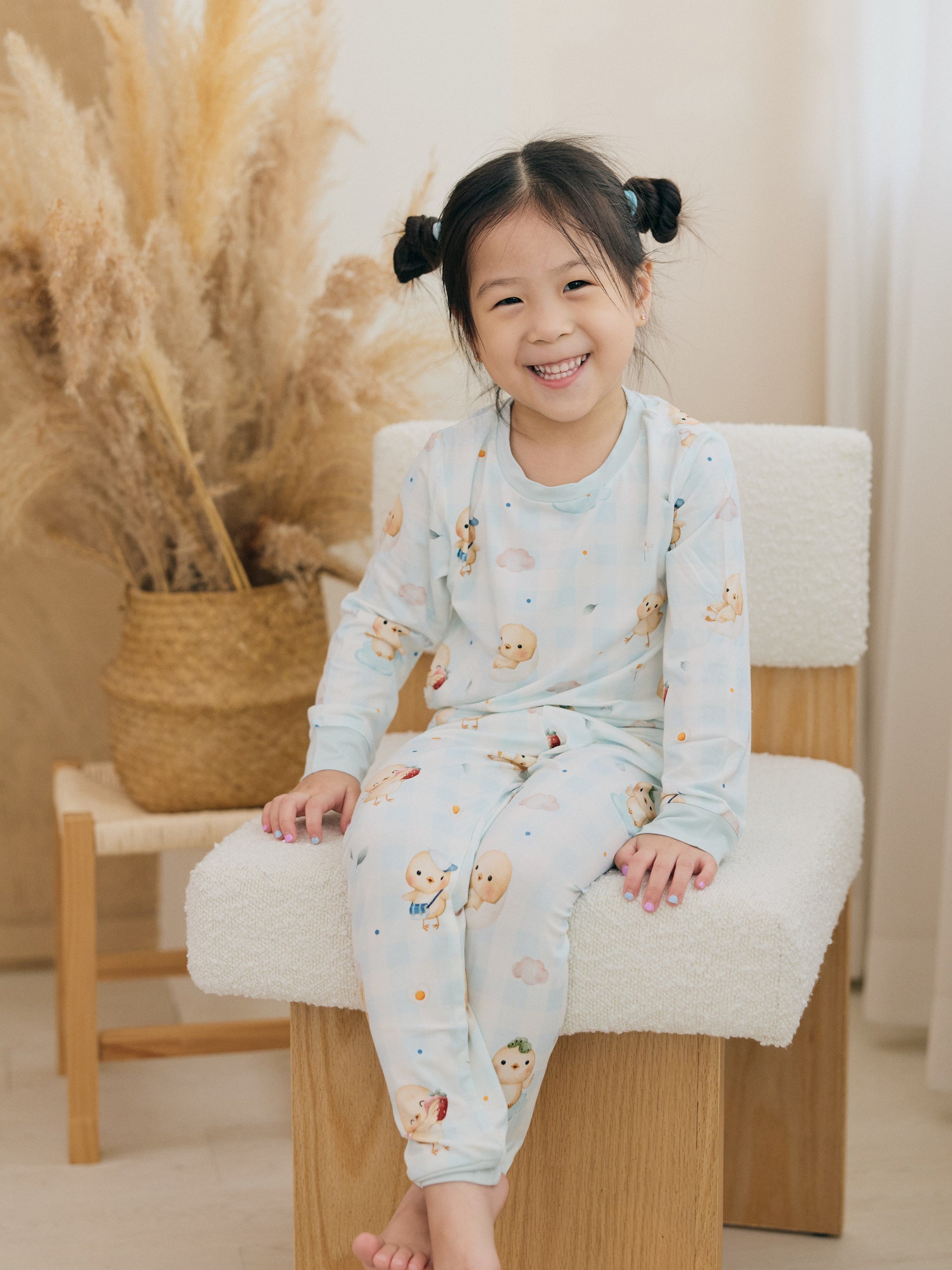 Sunny Side Chicks Picnic 2pcs Pyjamas (Blue Checkered)