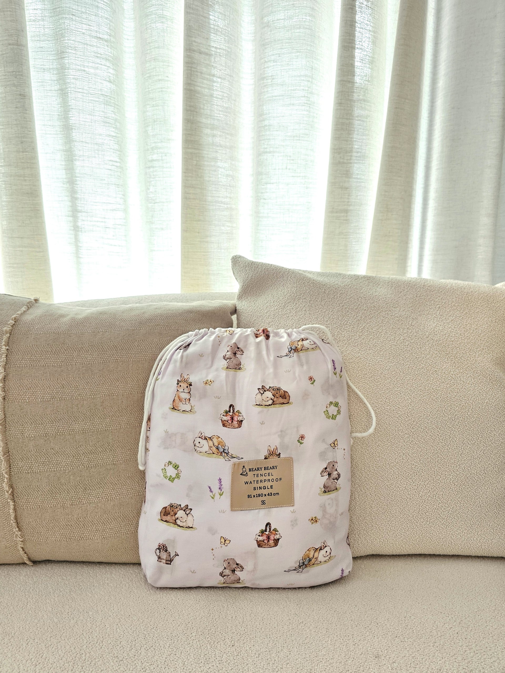 Tencel Waterproof Sheet - Clover Bunnies (PREORDER)