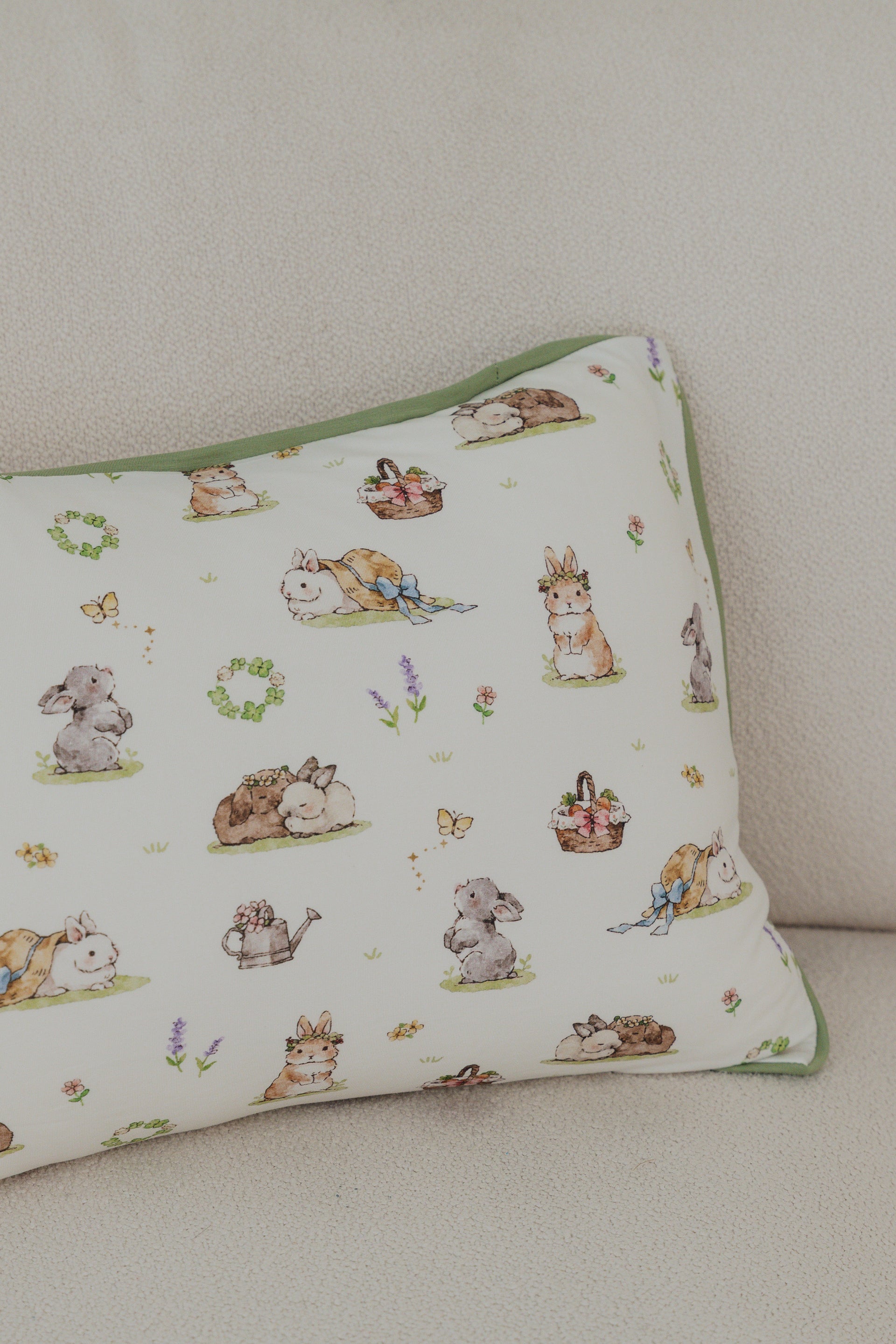 [Pillow] - Clover Bunnies (Cream Base)