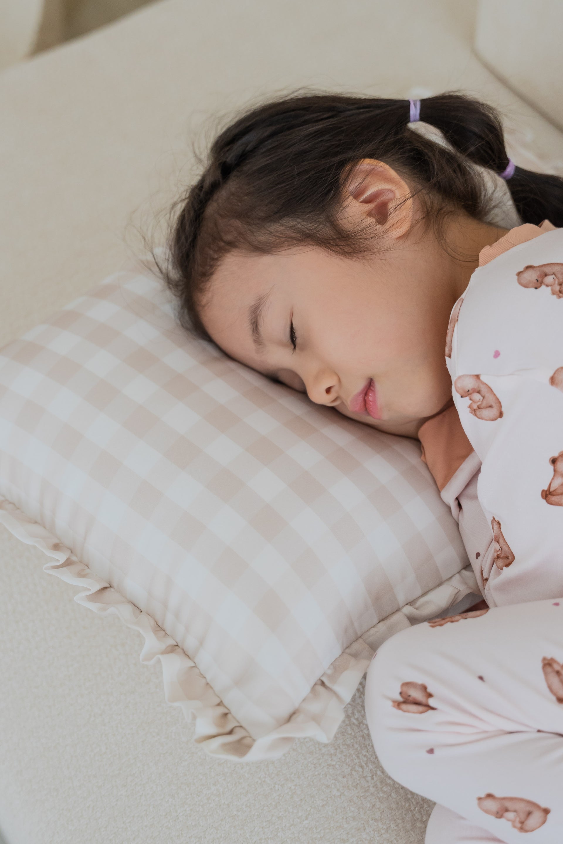 [Tencel Waterproof Pillowcase] - Latte Check