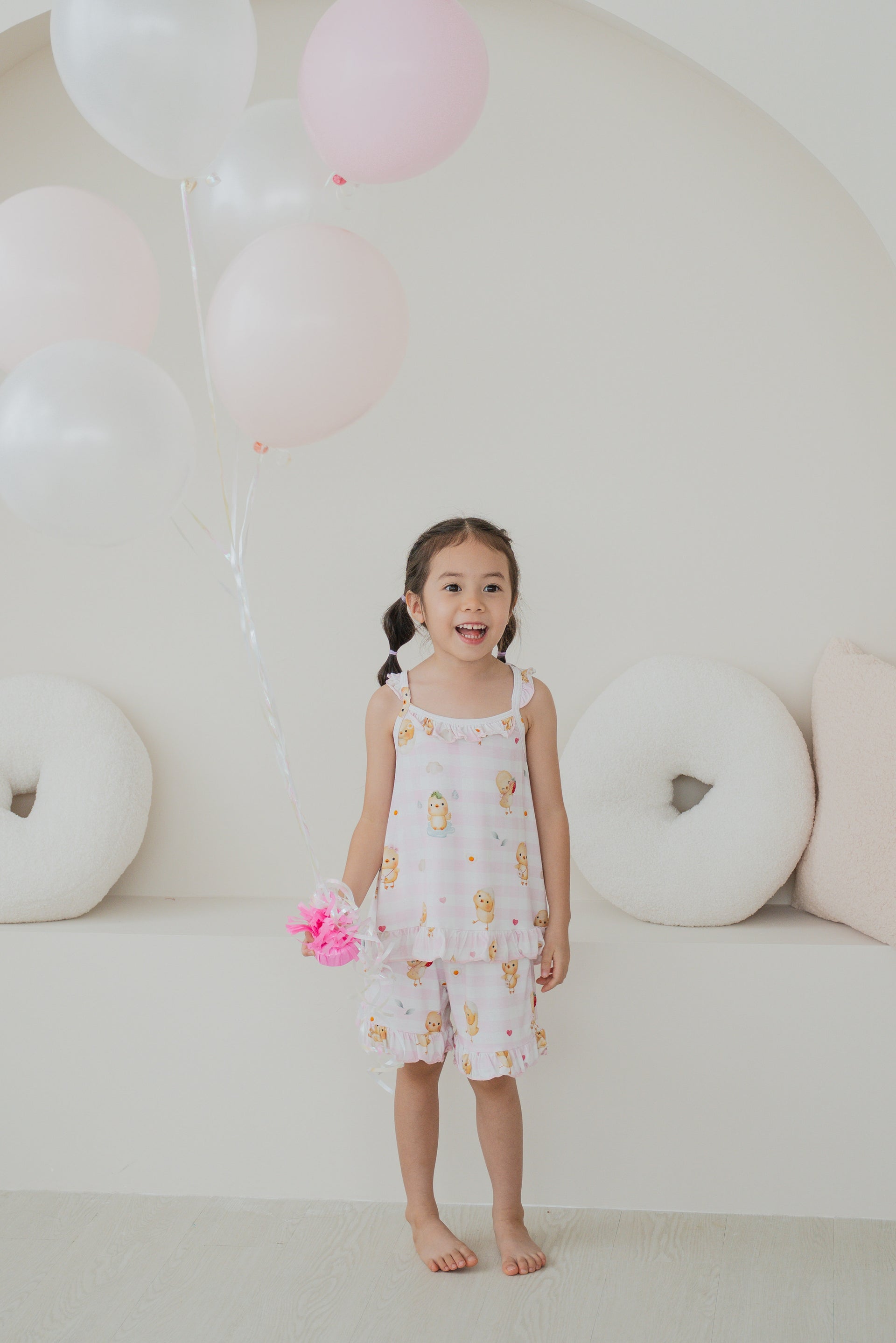 [Girls' Set] - Sunny Side Chicks' Valentine Girls' Bamboo Day Wear Set (LIte)