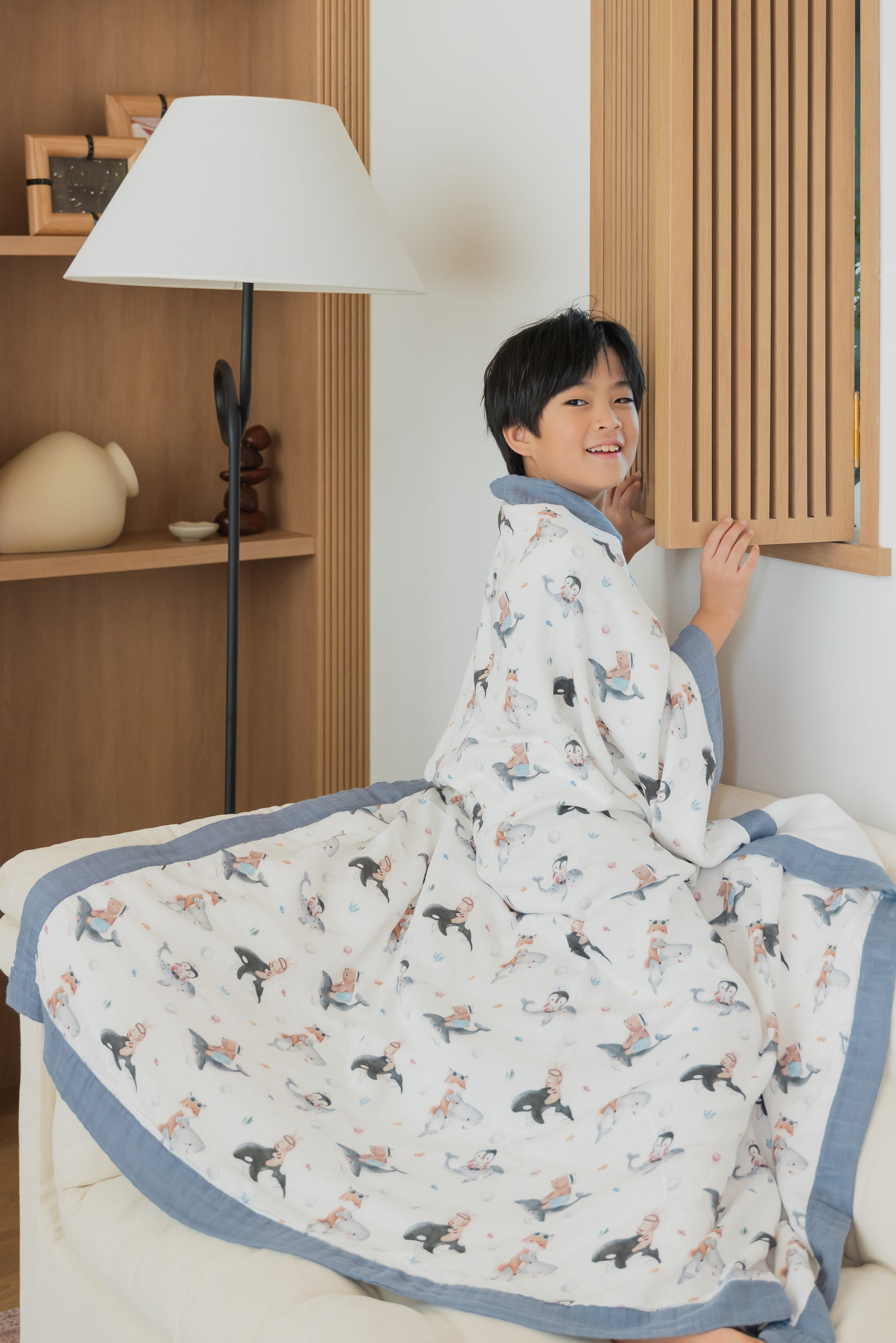 [Bamboo Cotton Blanket] - Ocean Wanderer