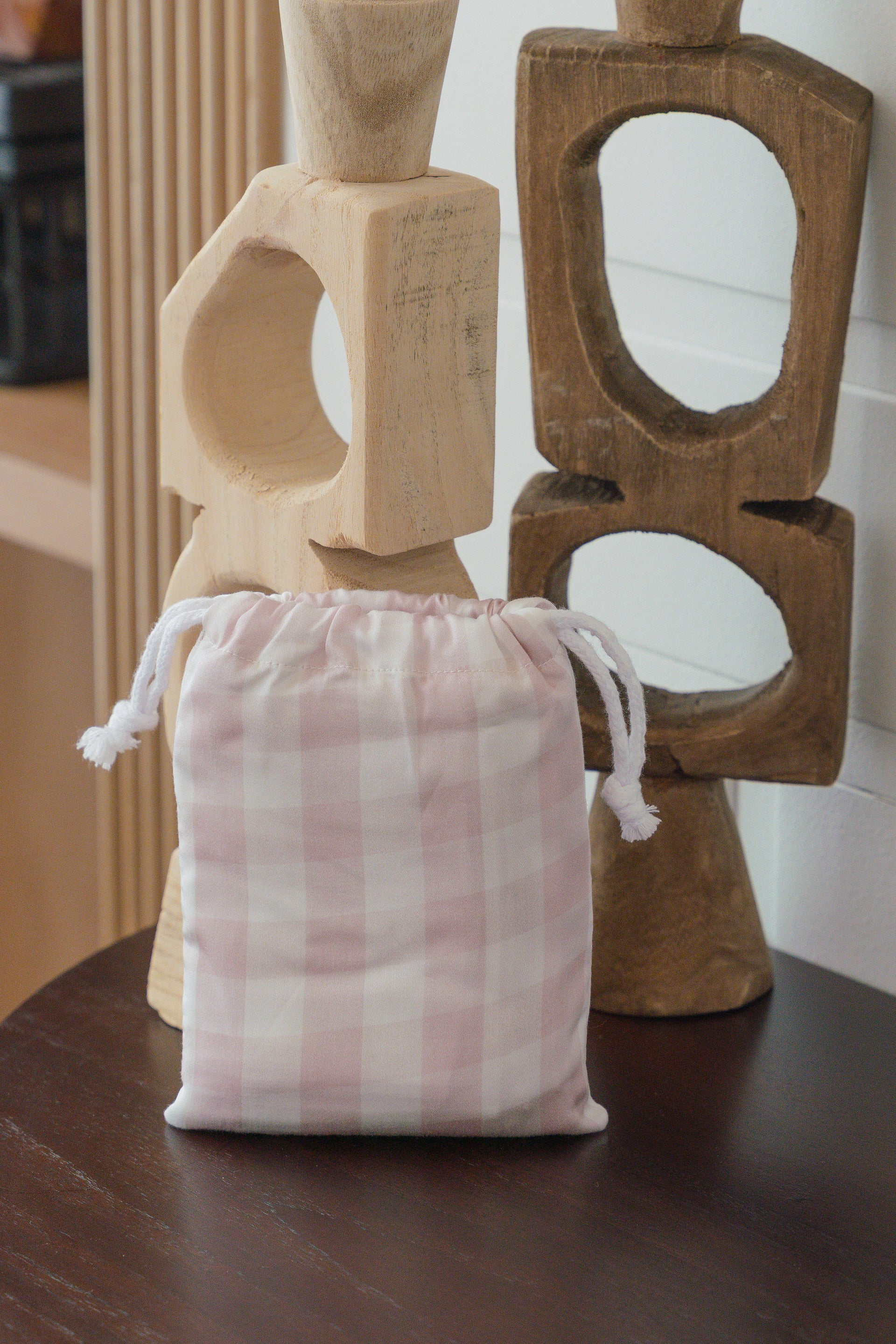 [Adult Pillowcase] - Blush Check Tencel Adult Regular Pillowcase