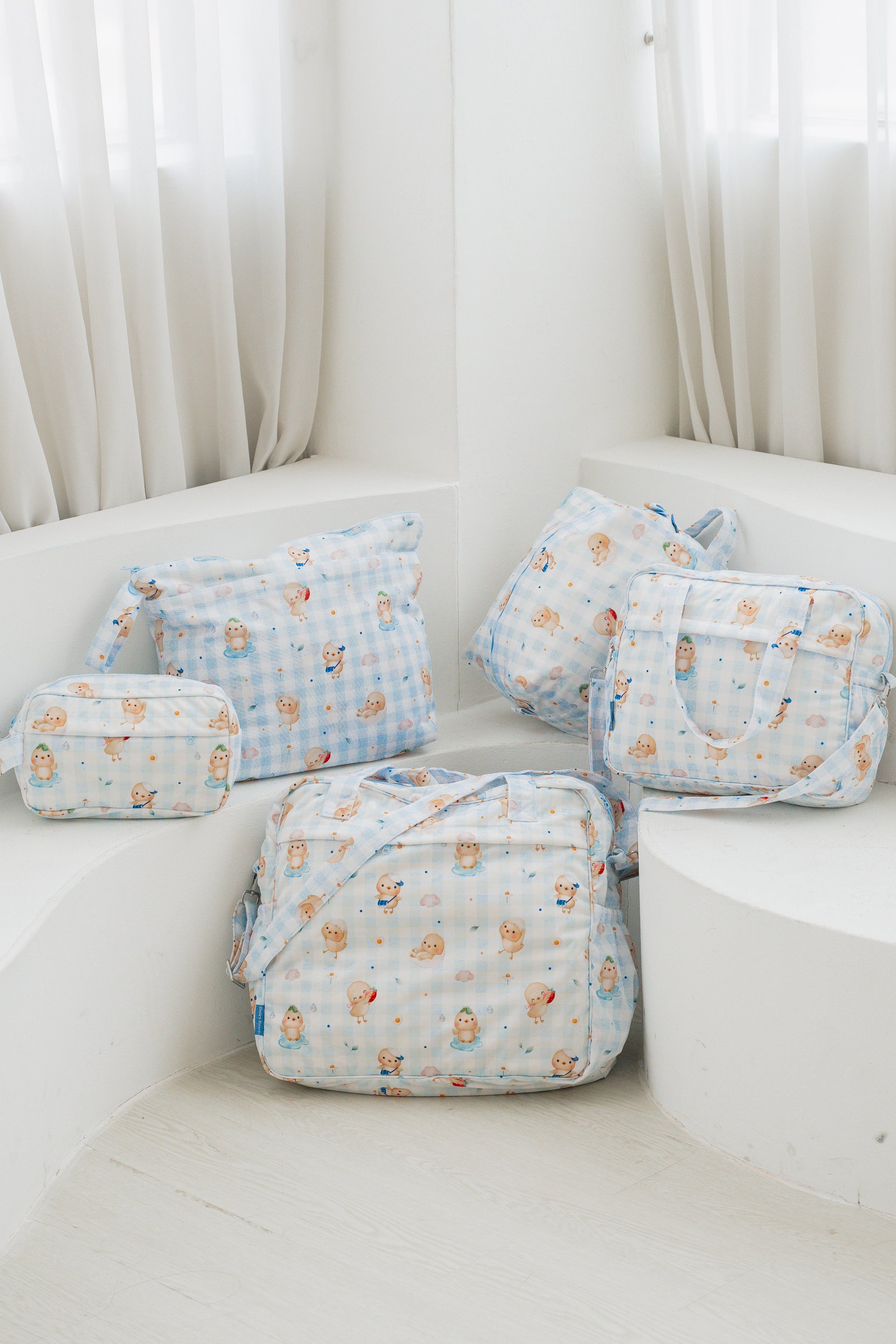 [Wetbag] - Sunny Side Chicks Picnic Wetbag (Blue Checkered)