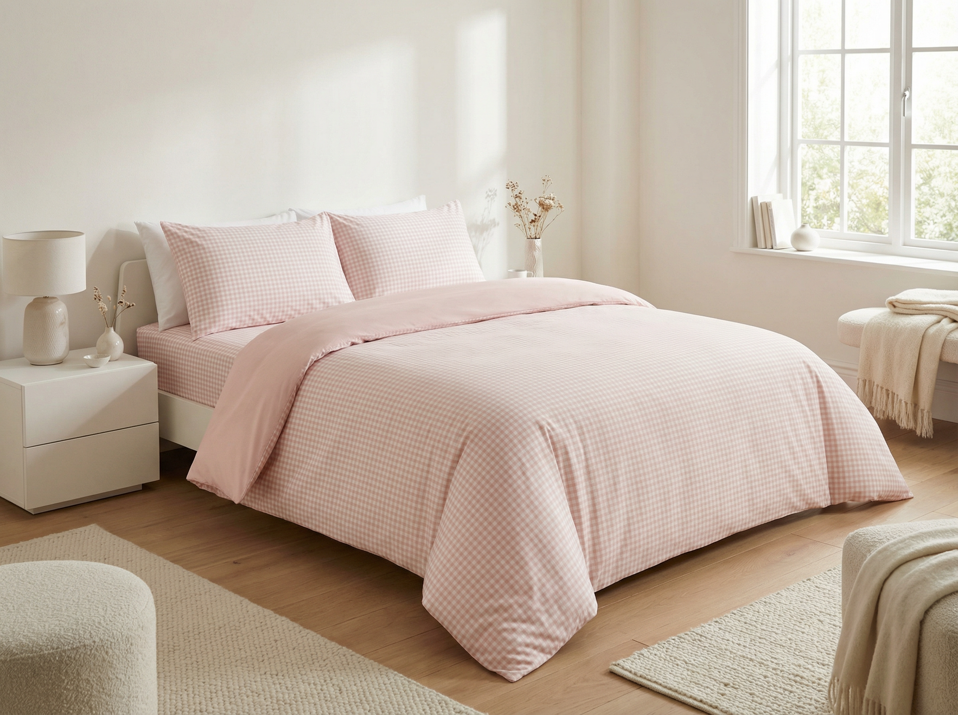 Tencel Waterproof Sheet - Blush Check