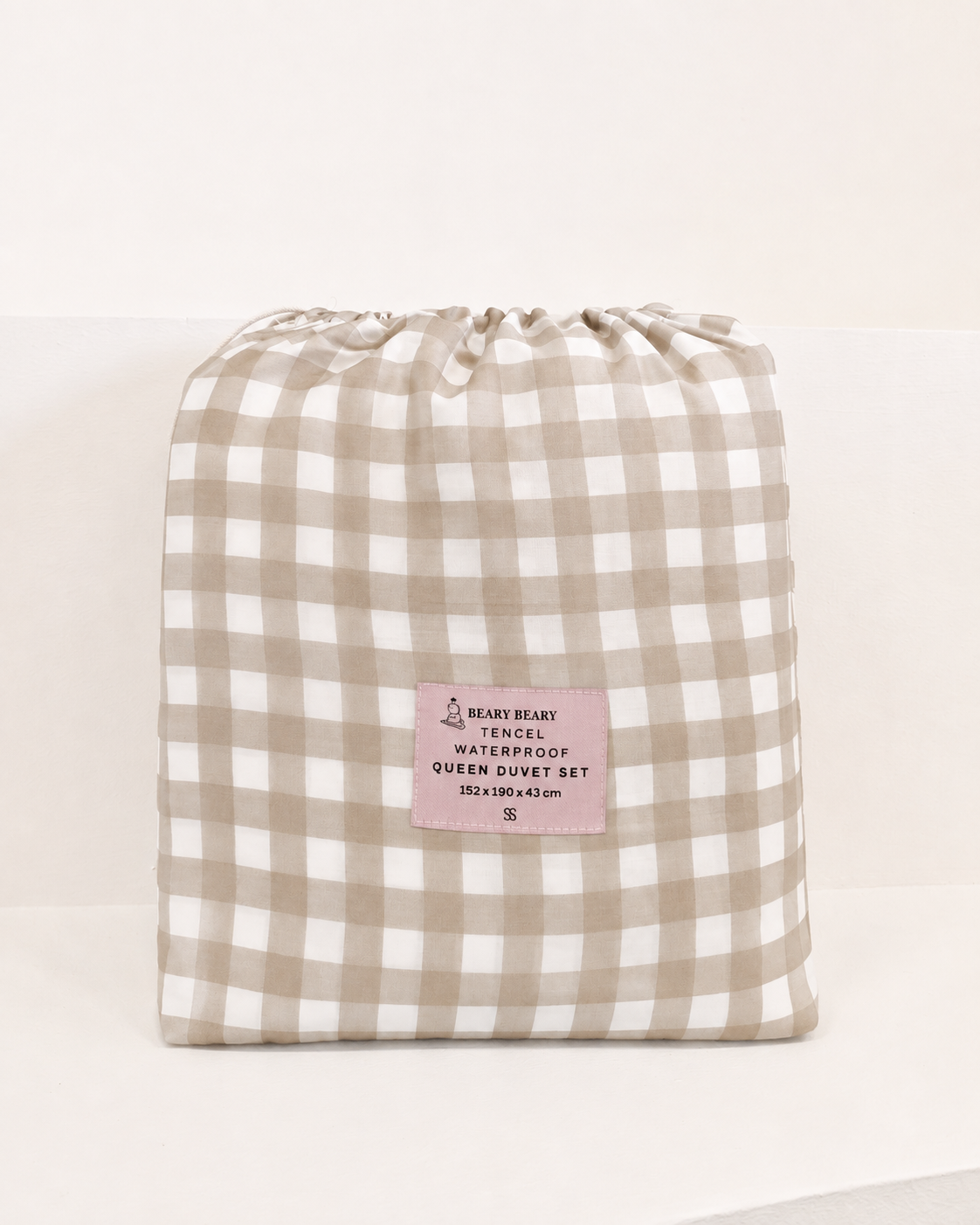 Tencel Waterproof Sheet - Latte Check