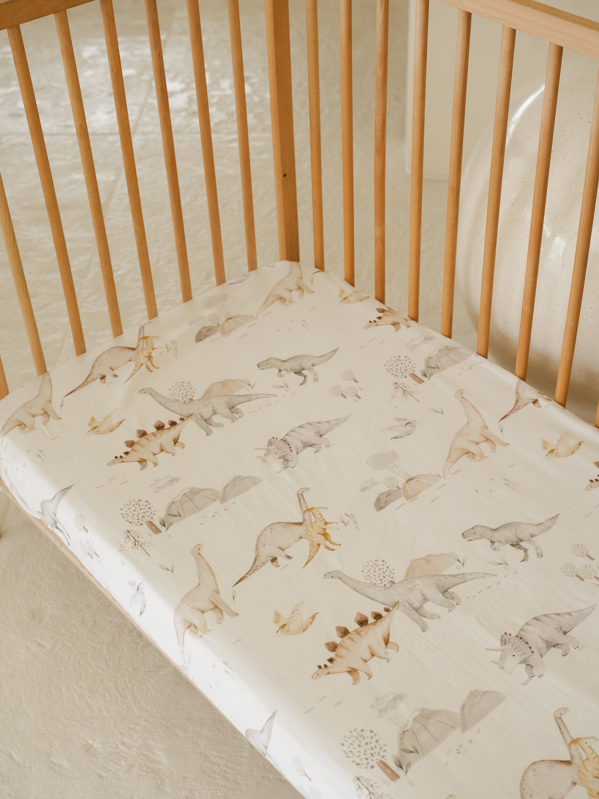 Little Dino Cotton Waterproof Cot Sheet