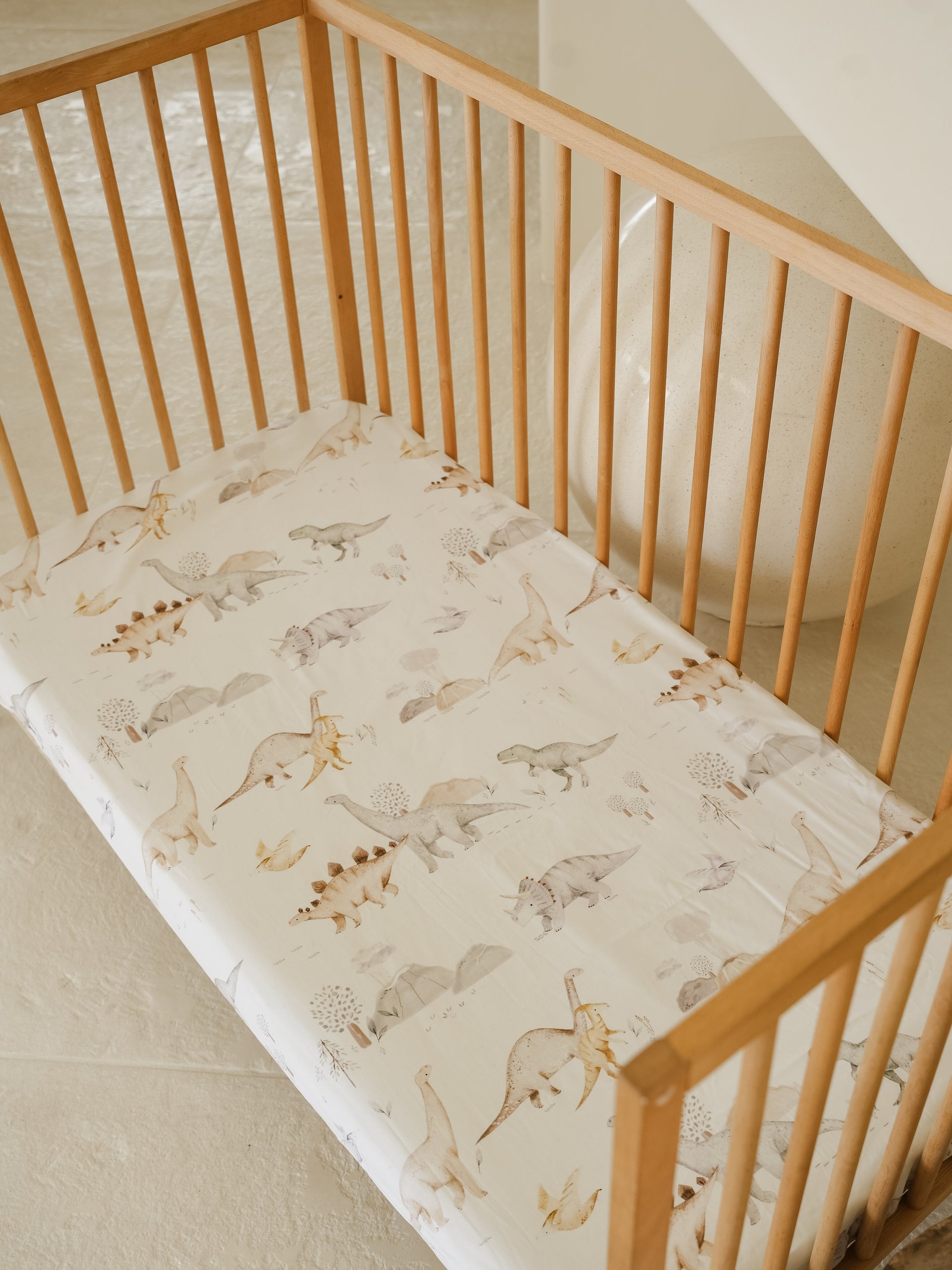 Little Dino Cotton Waterproof Cot Sheet