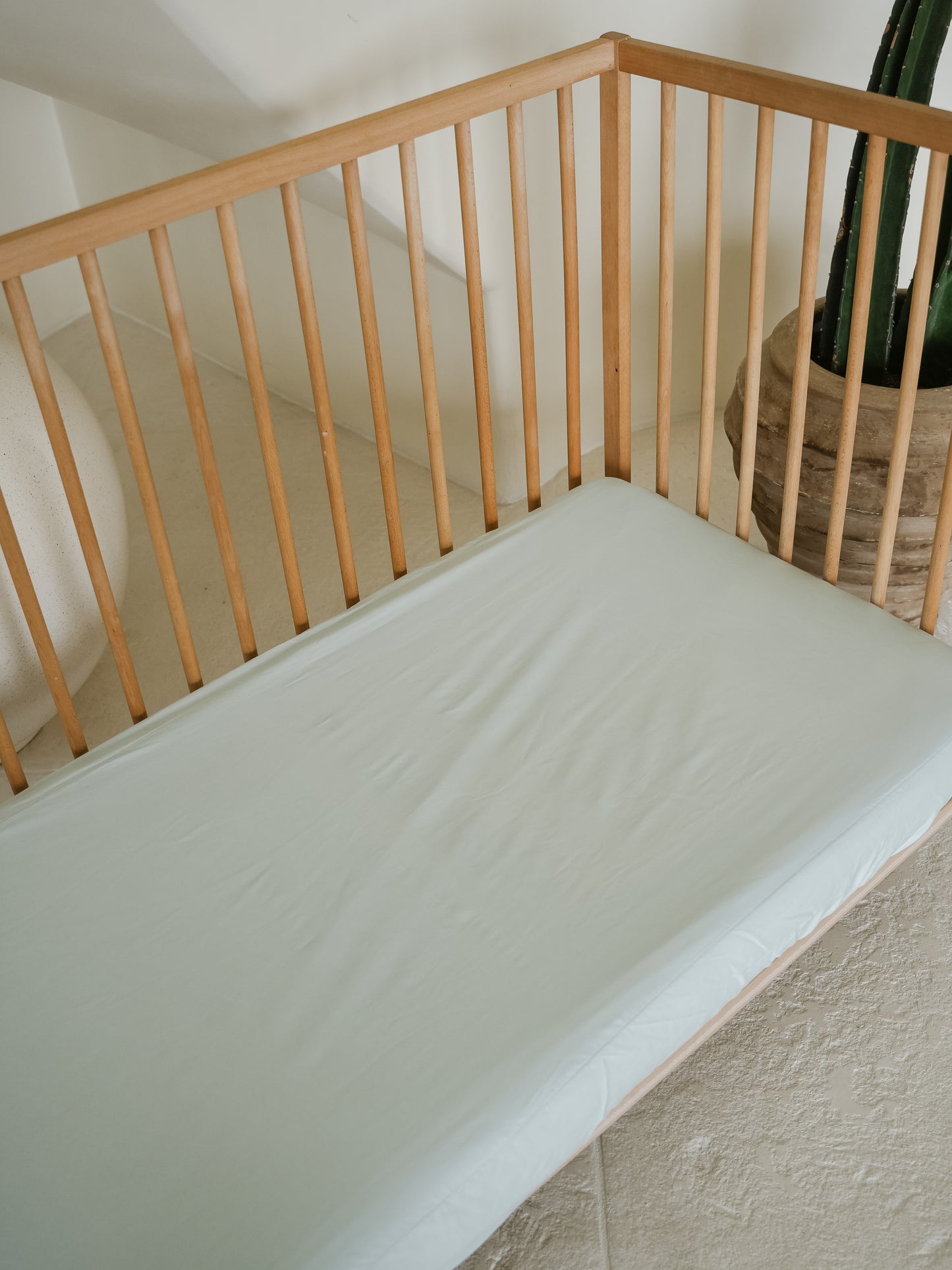 Organic Cotton Waterproof Sheet in Light Seafoam