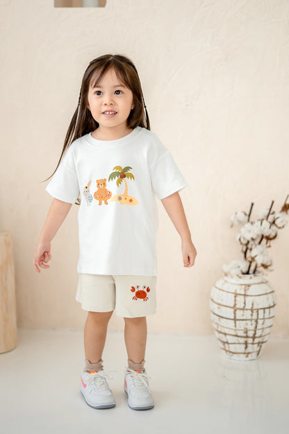 Seaside Buddies Embroidery Crab Shorts