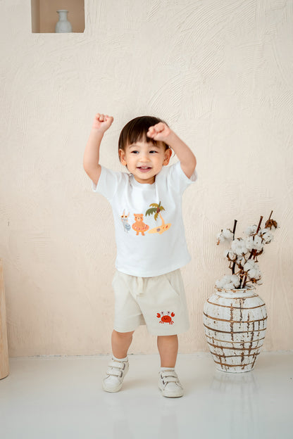 Seaside Buddies Embroidery Crab Shorts