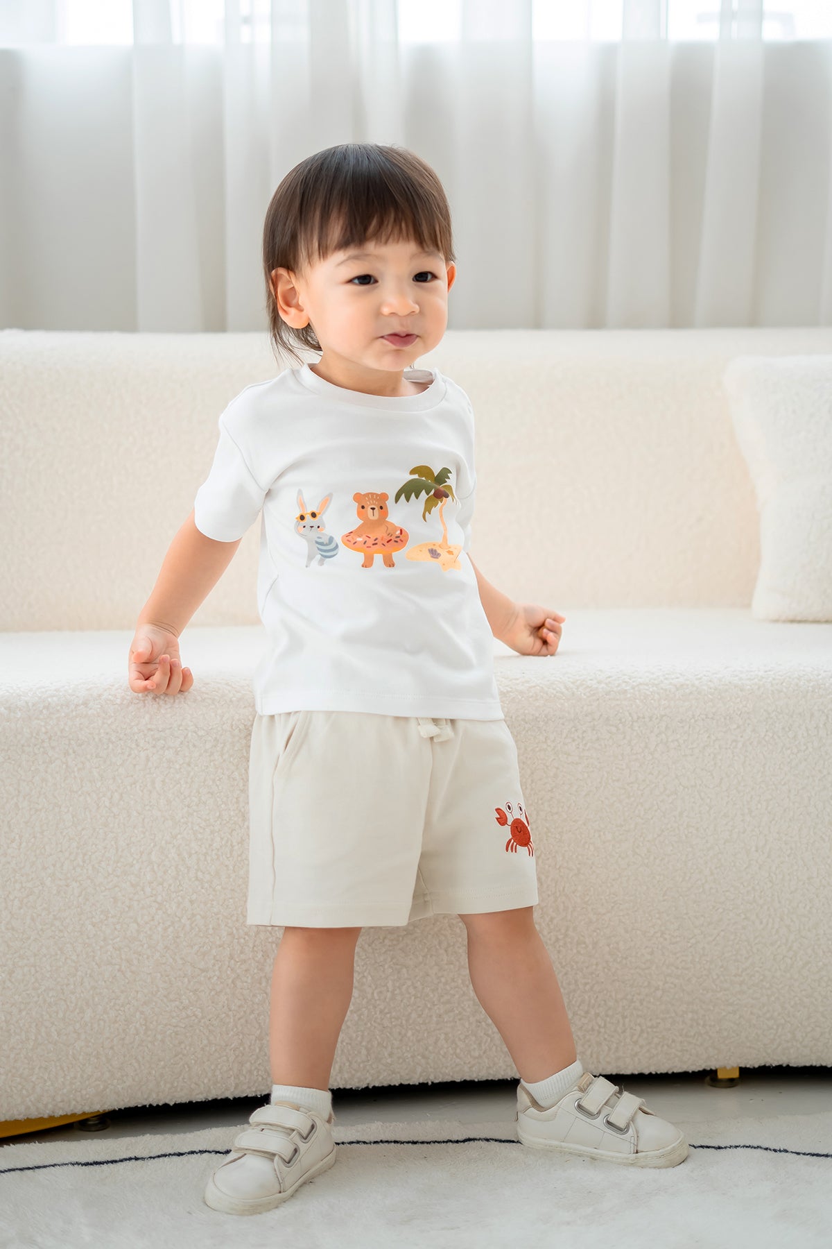 Seaside Buddies Embroidery Crab Shorts