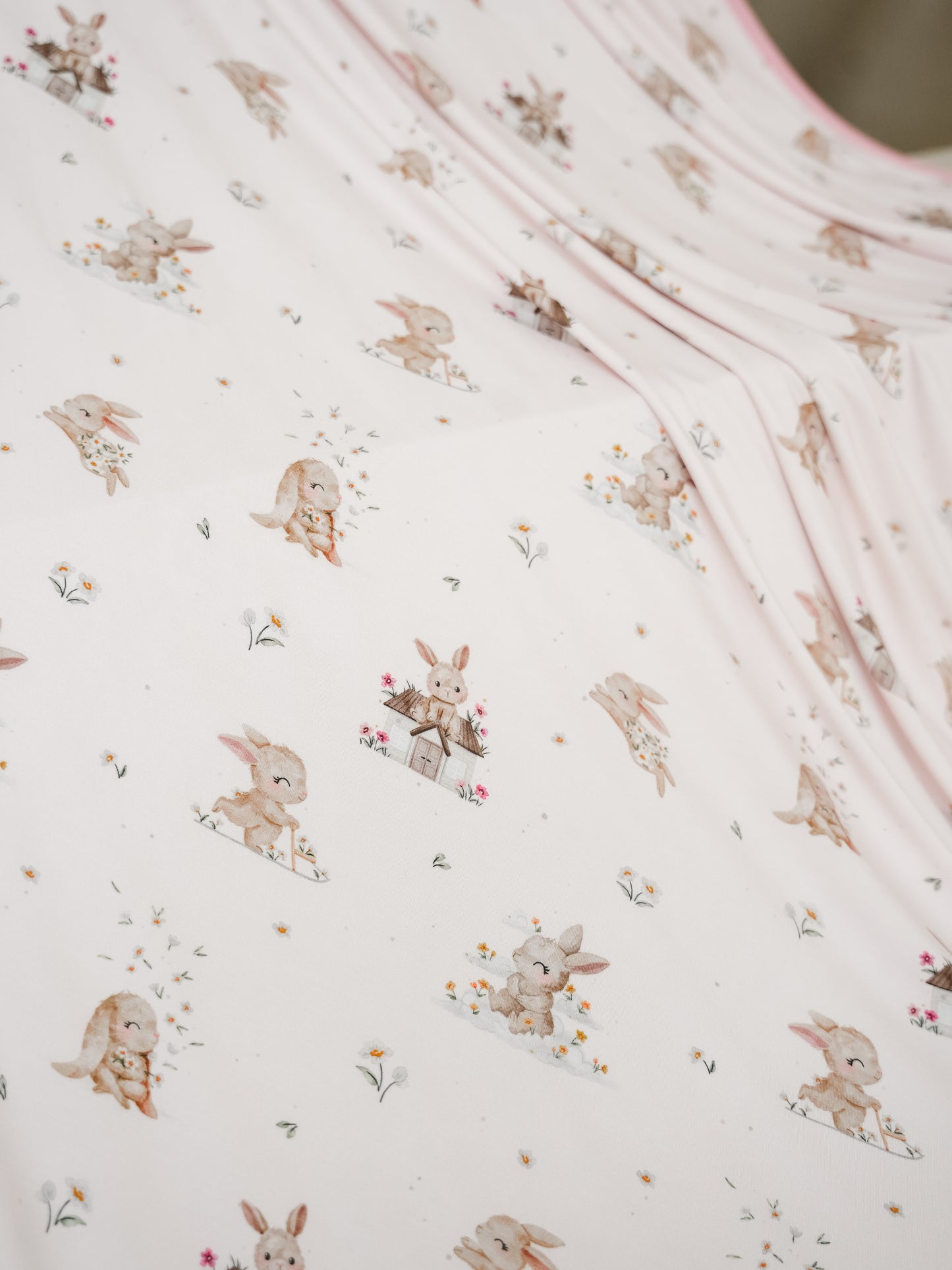 [Preorder] [Blanket] Bunnies Meadow/ Floral Bunny Double Printed Bamboo Blanket