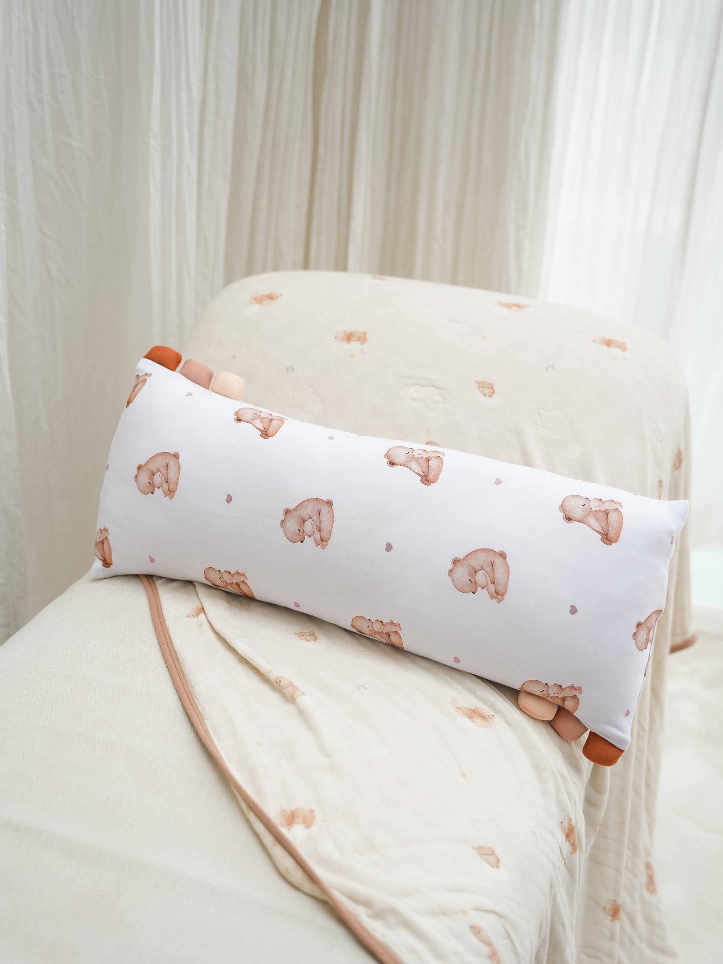 [Blanket] Goodnight Bear / Brown Checkered Bamboo Cotton Blanket