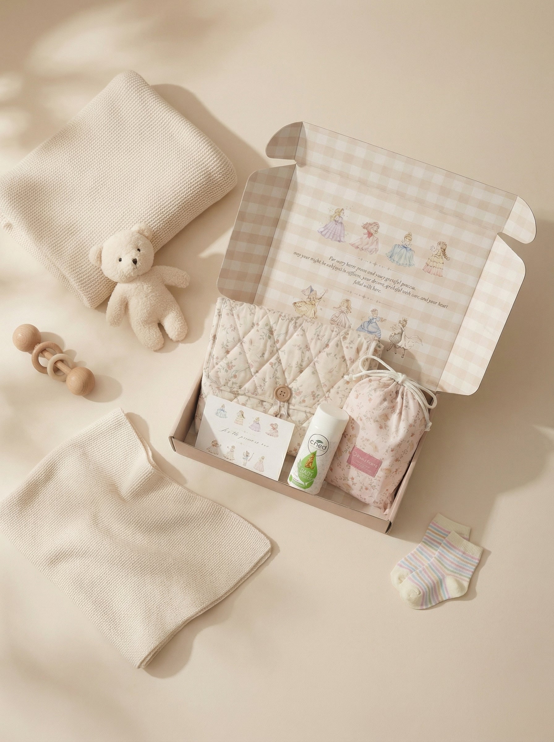 Little Beginnings – Bunnies Garden + Onea Baby Powder Newborn Gift Set (Set A)