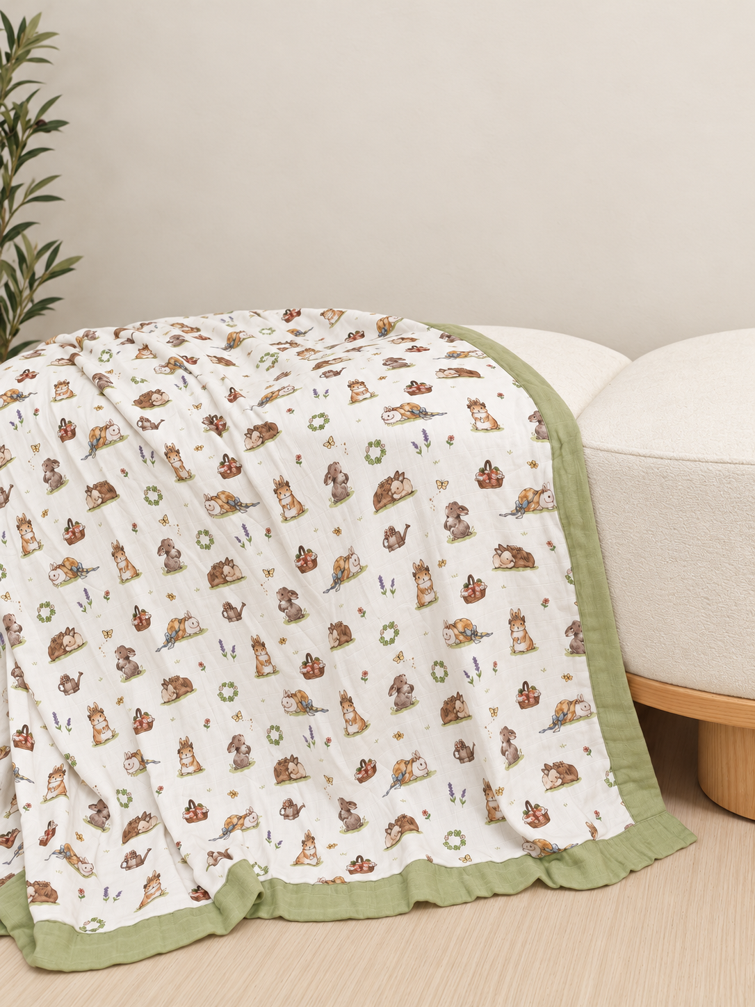 [Bamboo Cotton Blanket] - Clover Bunnies