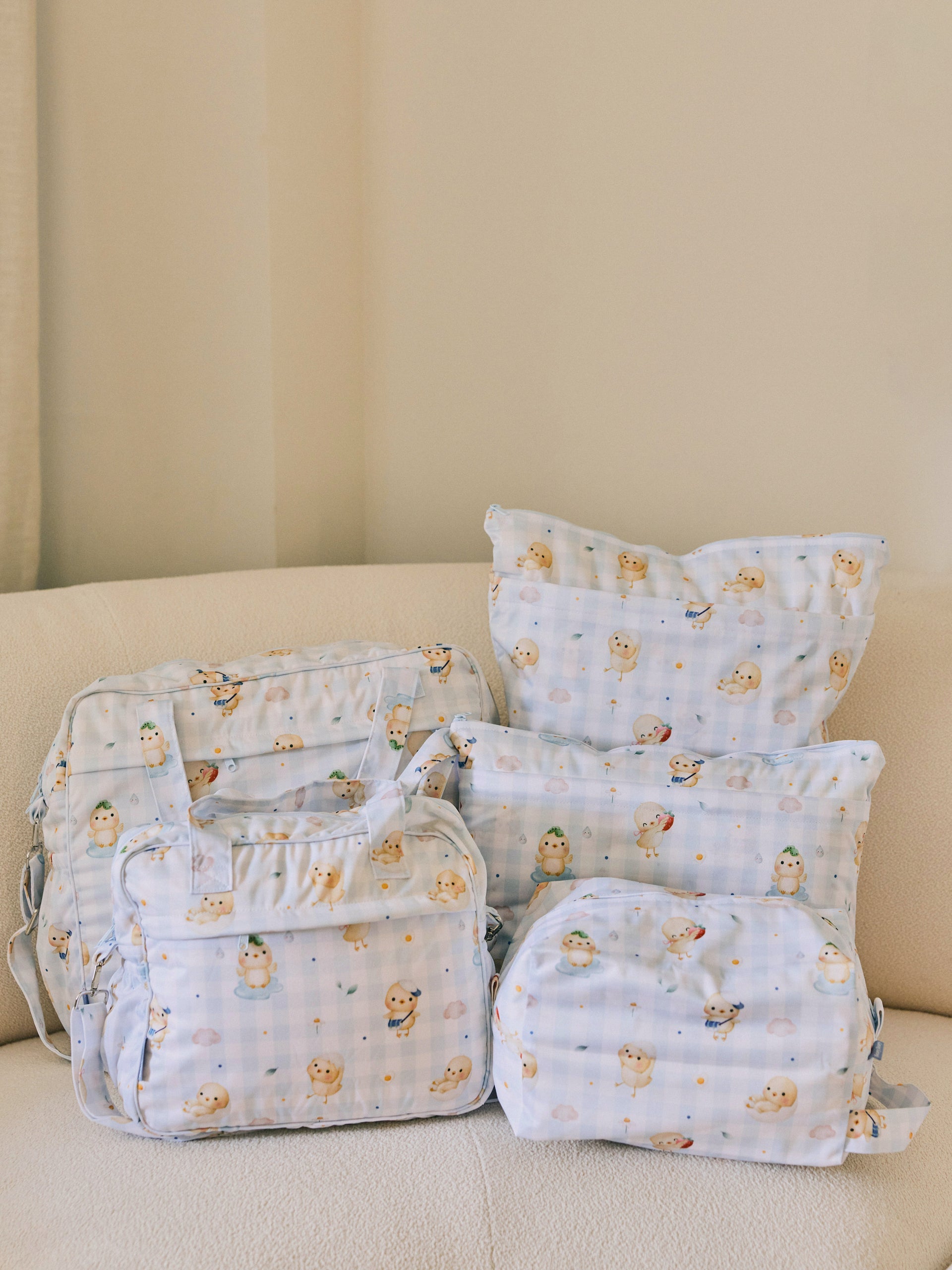 Sunny Side Chicks Picnic Wetbag (Blue Checkered)