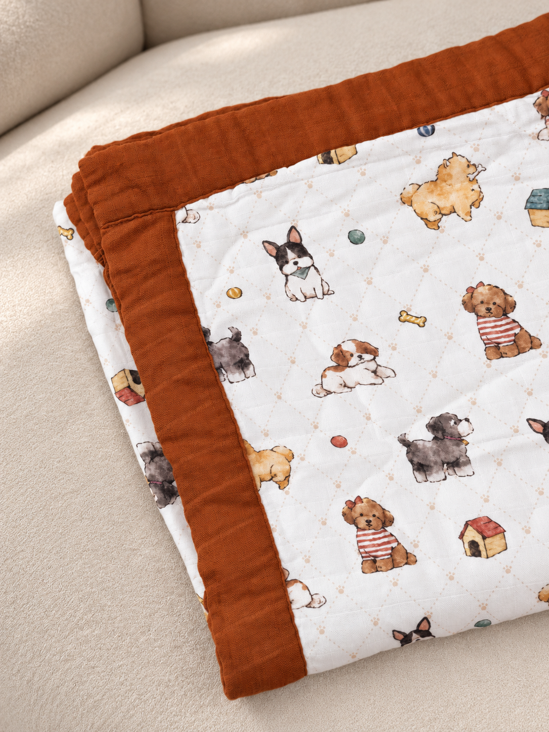[Bamboo Cotton Blanket] - Playful Paw