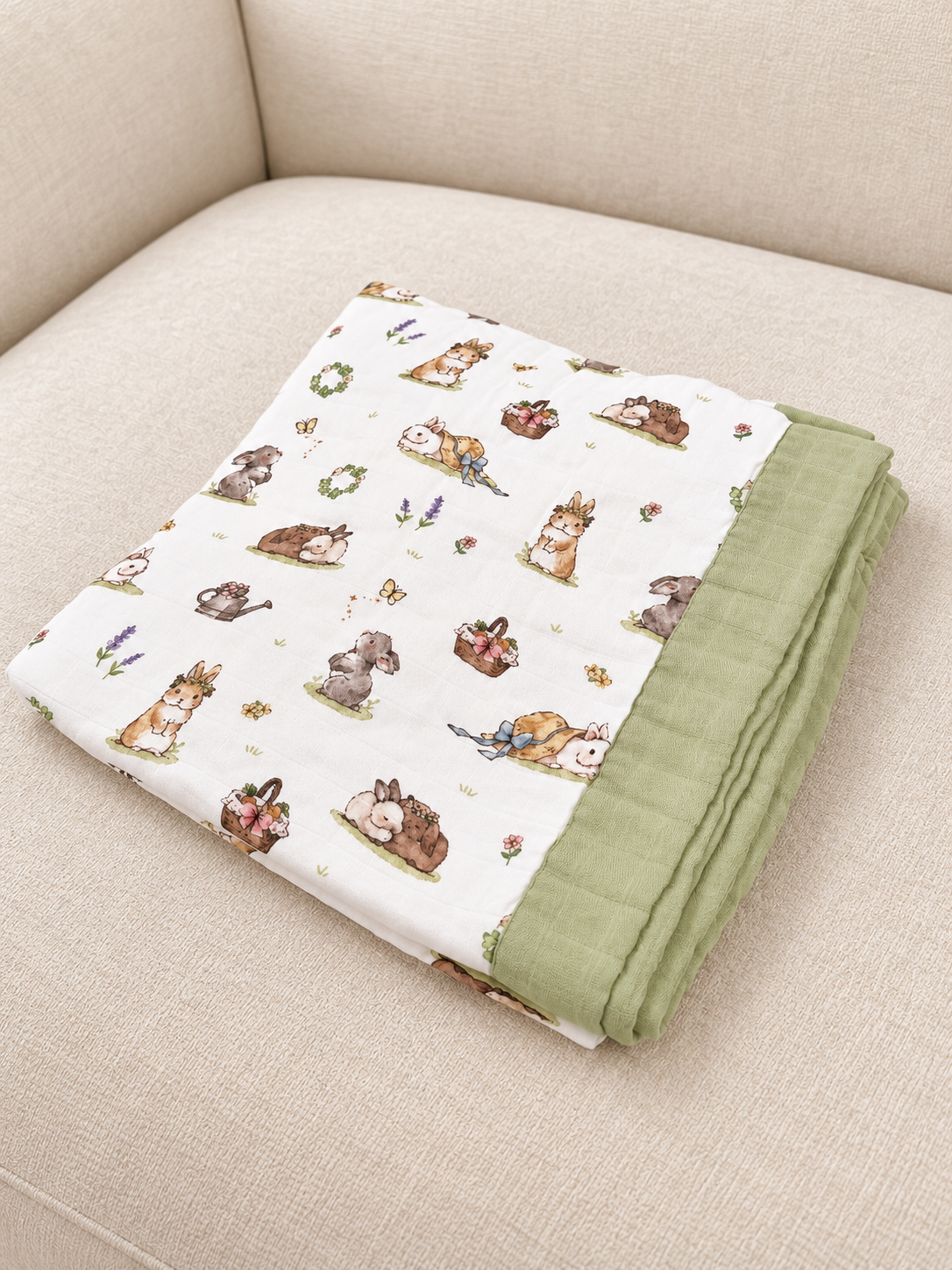 [Bamboo Cotton Blanket] - Clover Bunnies