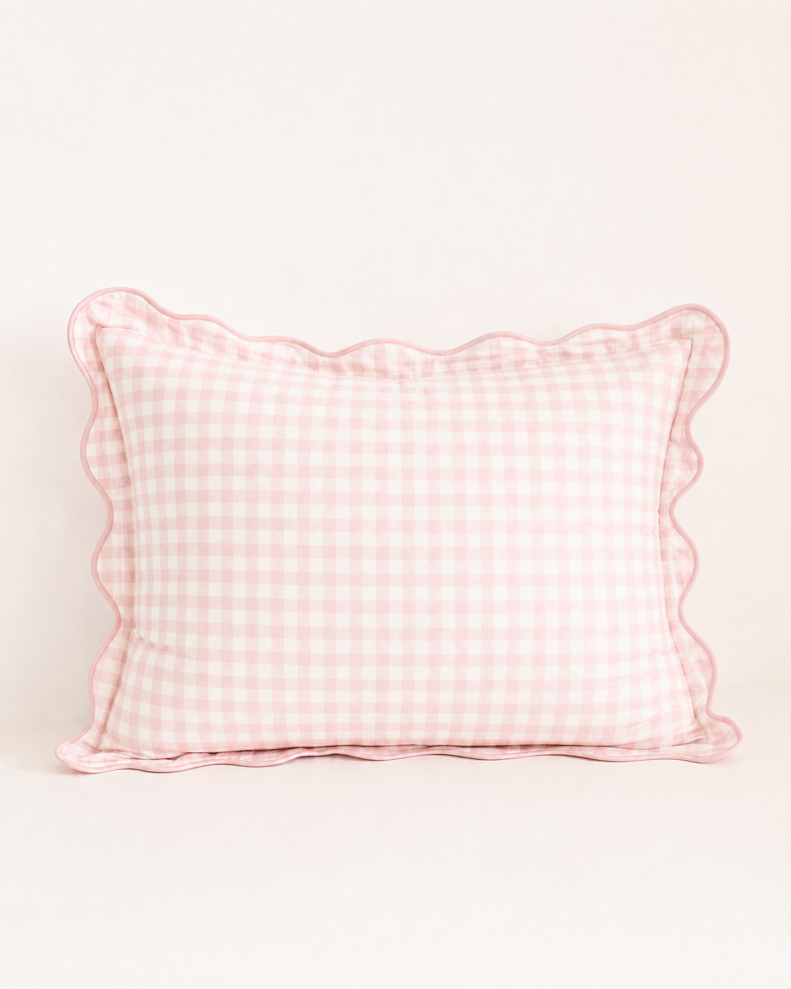 [Adult Pillowcase] - Blush Checks Adult Regular Pillowcase WITH TRIMMING
