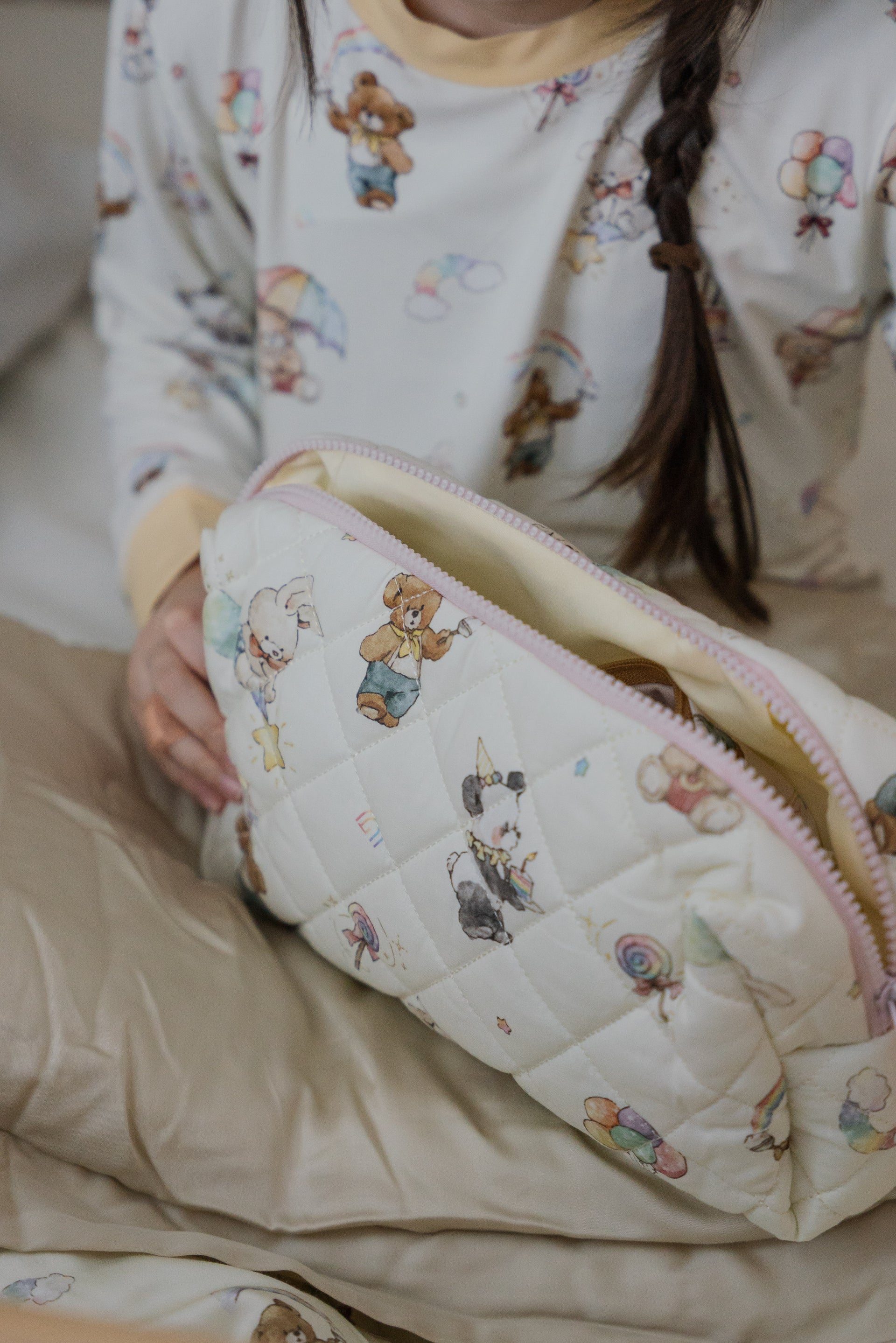 Rainbow Dreamland Organic Cotton Quilted Pouch